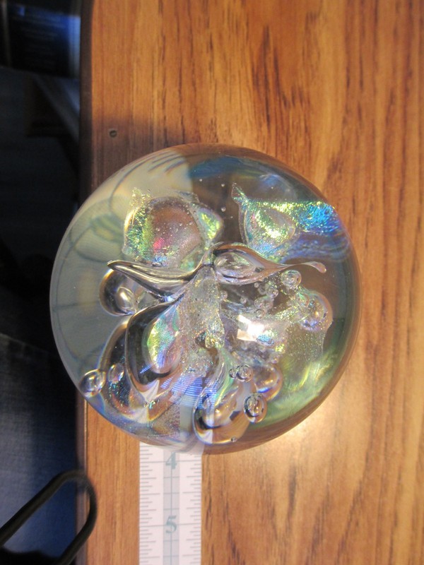 Eickholt WMOC Silver Bubbles Paperweight 3 1/2" Diameter Signed on the bottom gallery