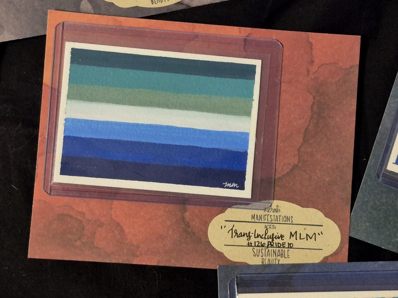 “TRANS-INCLUSIVE MAN LOVING MAN” PRIDE 10 MM#126-ACEO SIGNED GAY PRIDE FLAG OOAK