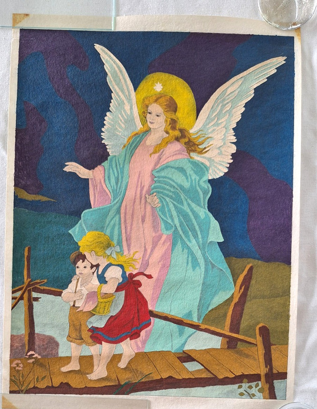 Vintage «Guardian Angel» Painting Reproduction by C. Williams 24″ By 18″