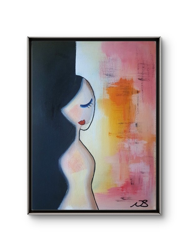 ORIGINAL ACRYLIC PAINTING 12×16 FEMALE MODERN ABSTRACT FACE EXPRESSIONISM ART