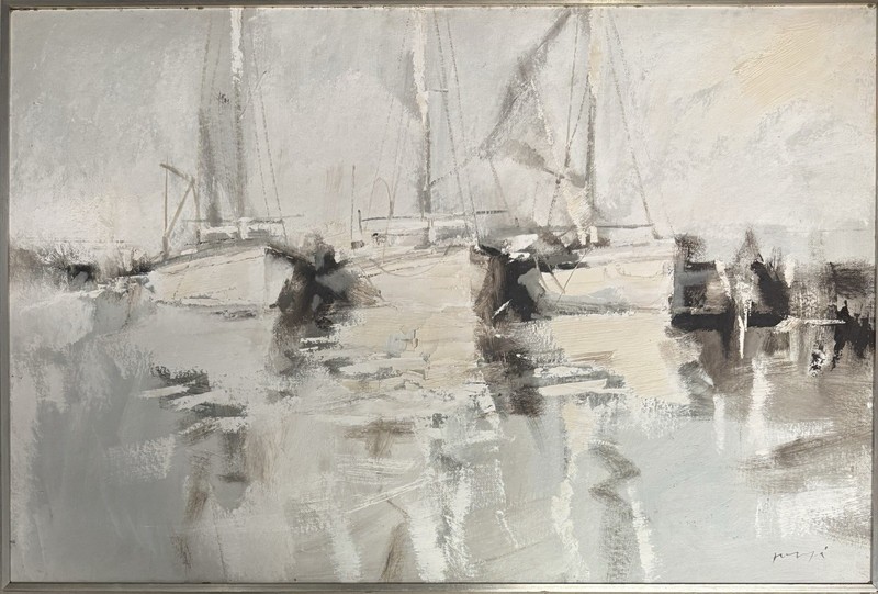 Charles C. Gruppe Original Oil On board “3 Boats”