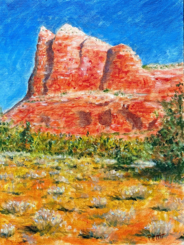 Southwest Oil Landscape, Red Rocks, Grasses, Canyon, ORIGINAL, Impressionist