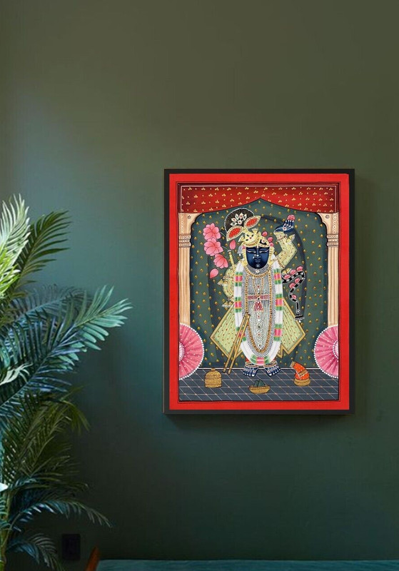 Shreenathji Detailed Pichwai Painting, wall decor, Home decor
