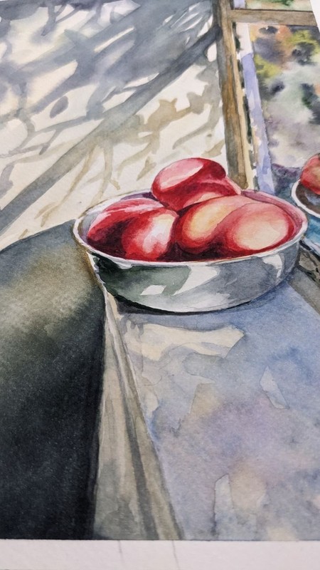 Peach Fruit Still Life Watercolor Painting Harvest Farmhouse Garden Kitchen Art gallery