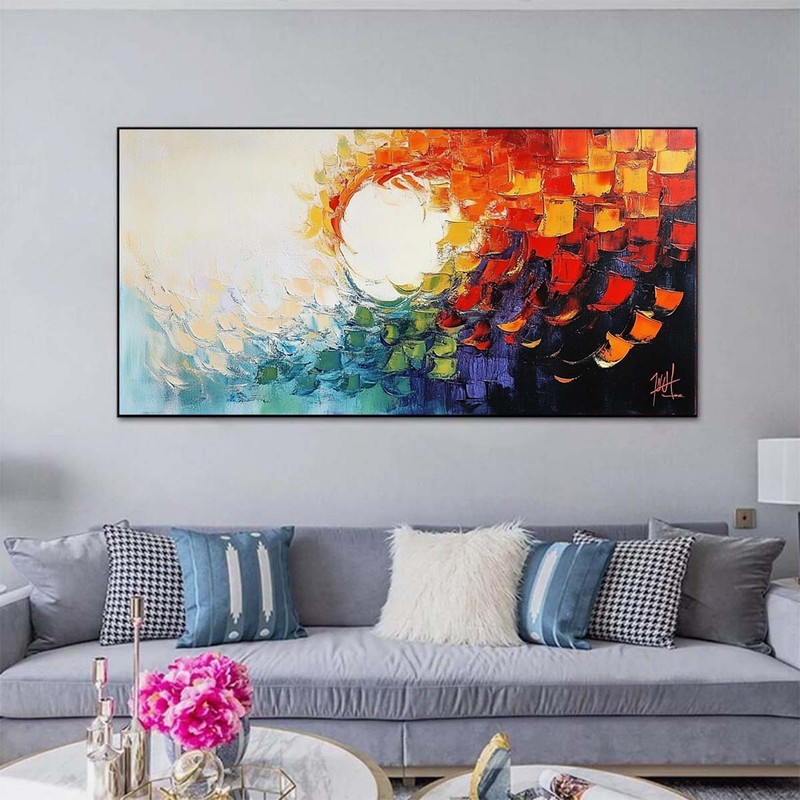 Hand Painted Oil Painting on Canvas Texture Abstract Home Decoration Red