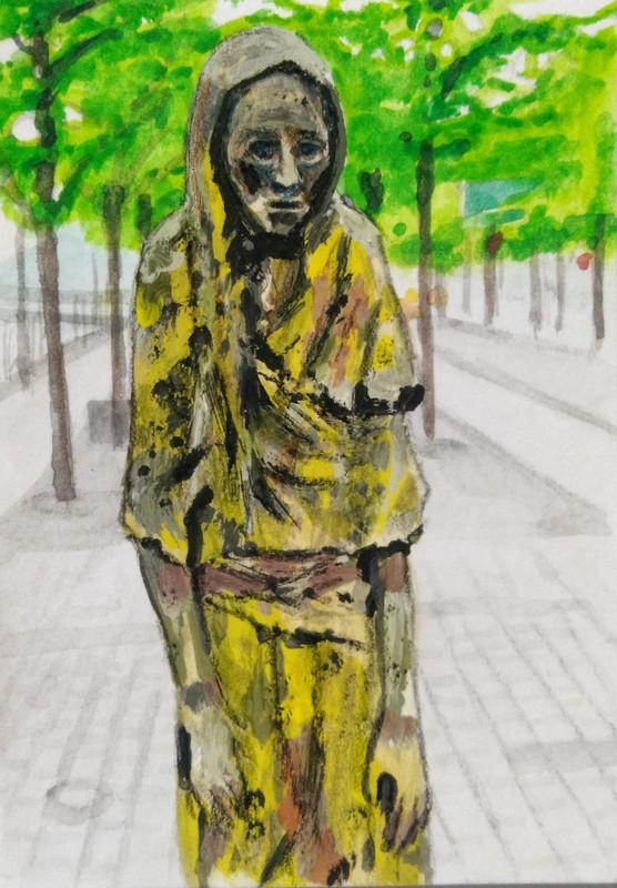 Irish Famine ACEO Original Painting Historical Art Acrylic Water color Signed
