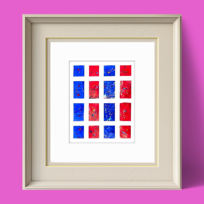 Red White And Blue Original Expressionism Watercolor Abstract 11x14 On Paper gallery