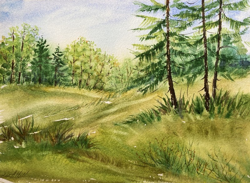 Landscape Nature Original Watercolor Painting by Liz Altin