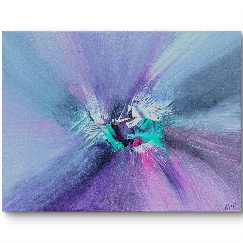 Abstract Cool Colors Palette Signed Mixed Media Art Painting 12x16 Home Decor gallery