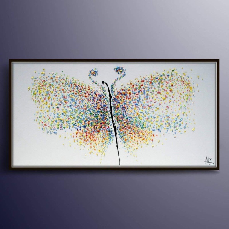 Butterfly 55″ – original animal painting, express shipping by Koby Feldmos