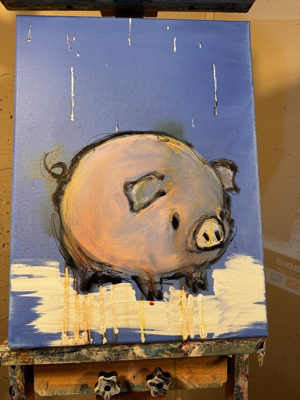 Original Abstract Expressionism 12x16 CutePig Handmade Signed Fine Art Decor 287 gallery