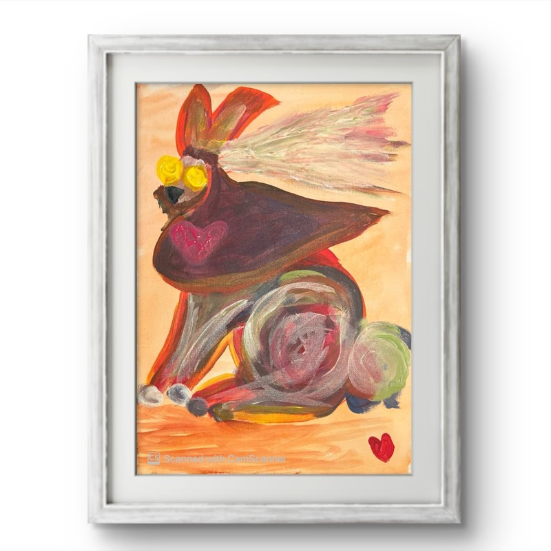 BLESSED#964 Rabbit Nun Bride 12×9 Original Canvas Neo Abstract Expressionism
