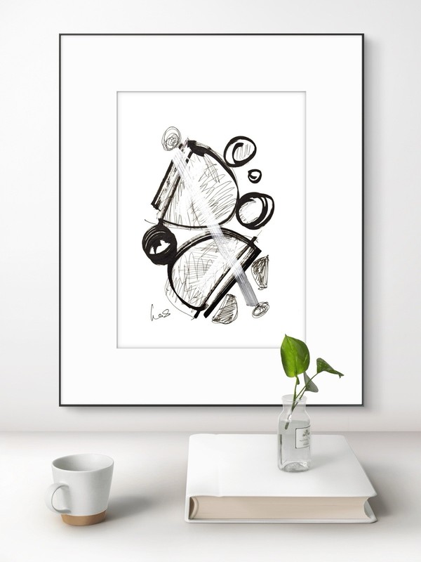 Original Abstract Minimalism 9x12 Paper Ink Handmade Signed Fine Wall Art 24 gallery
