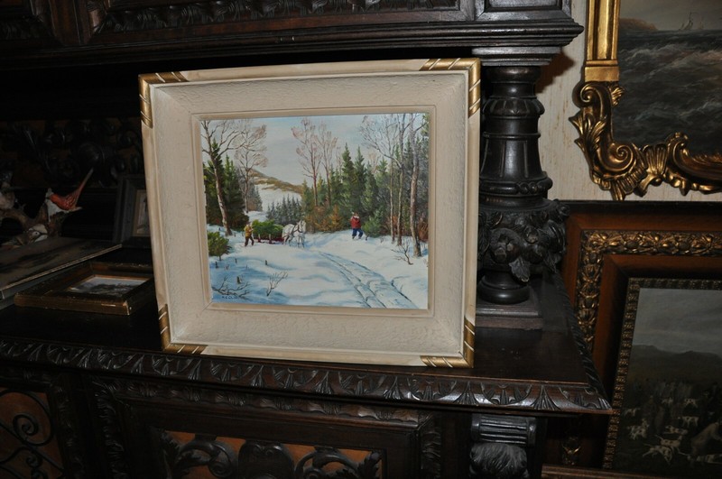 Christmas tree gathering, horse and sled Beautiful Painting by Mc Chute