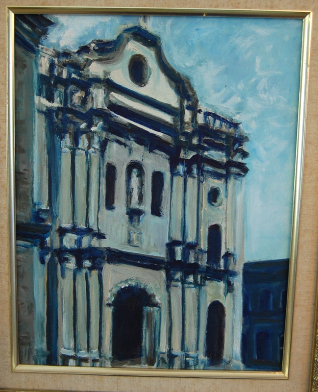 FRAMED ORIGINAL HECTO VIDAL OIL "IGLESIA DE LA MERCED STUDY II" OLD HAVANA, CUBA gallery