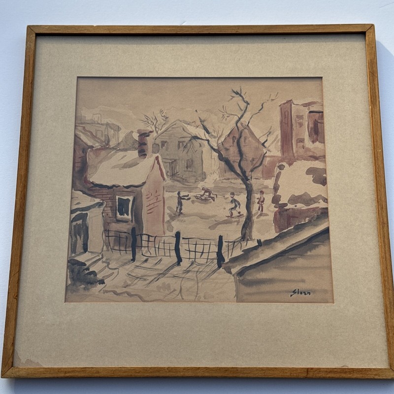SLOAN SIGNED PAINTING BRONX NEW YORK WPA ANTIQUE LANDSCAPE REGIONALISM 1930’S