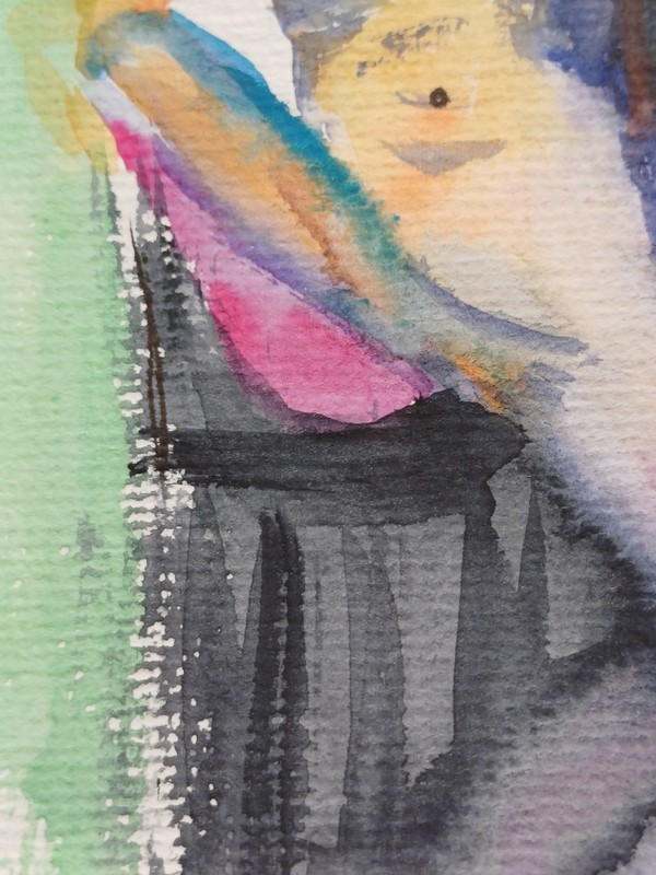 Woman Watercolor Original Art Figure Impressionism Artwork 21x15 cm. gallery