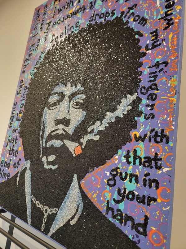 Jimi Hendrix Original 30x40 Acrylic Painting by Austin Artist Sue Zola 2012 gallery