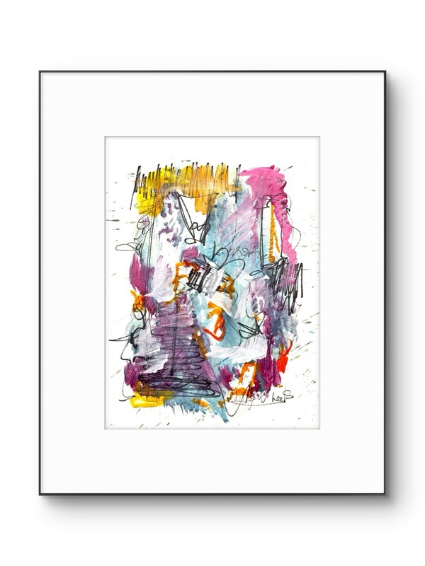 Original Abstract 9×12 Colorful Expressionism Paper Handmade Signed Fine Art 26
