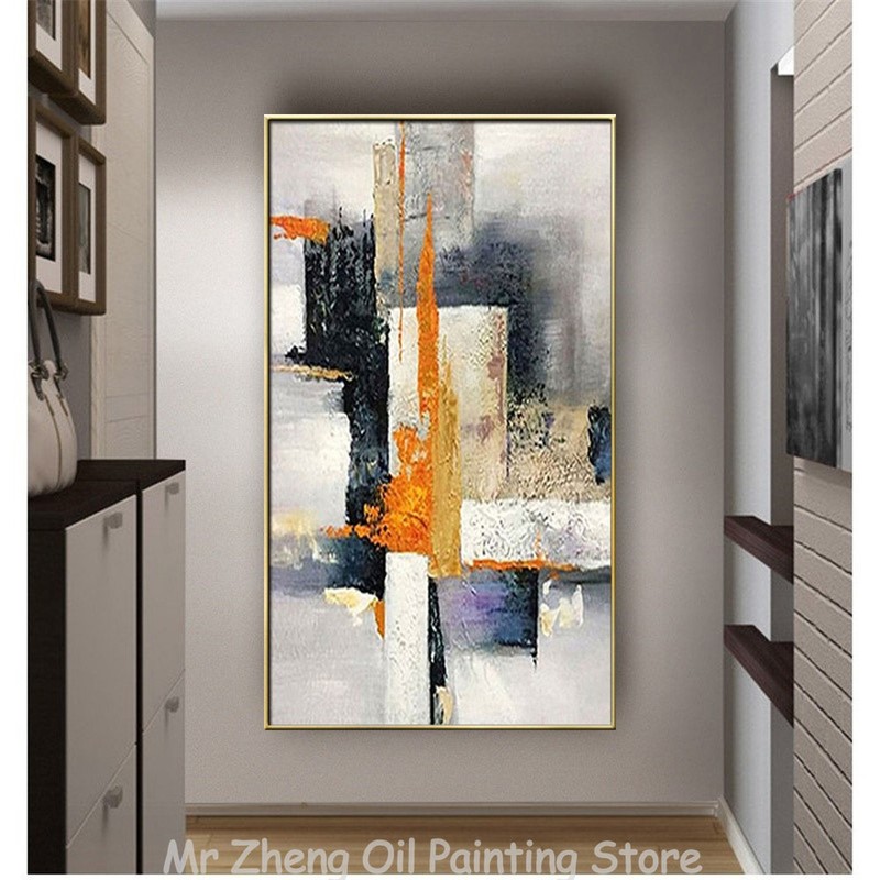 Handpainted Textured Oil Painting Modern Abstract POP Geometry Wall Art gallery