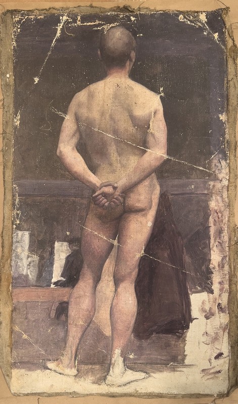 Charles Franklin Chamberlain, academic male nude oil painting, académie, c. 1895 gallery