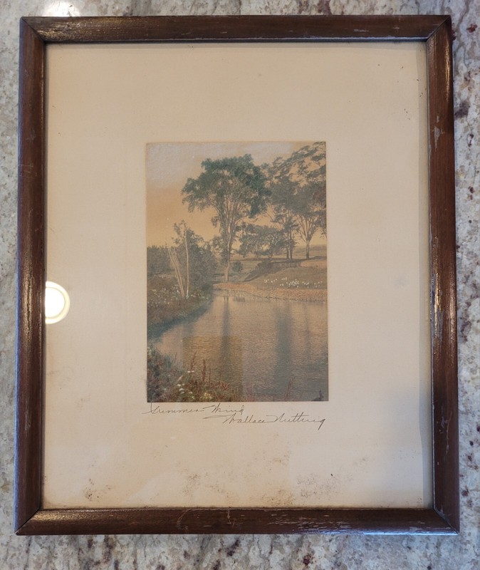 Signed Color Hand Tinted Photograph "Summer WInd" signed Wallace Nutting Framed gallery