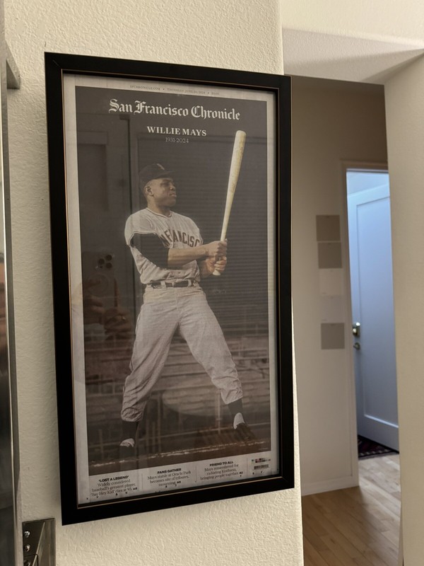 Willie Mays San Francisco Chronicle Full Page Tribute Professionally Framed Art