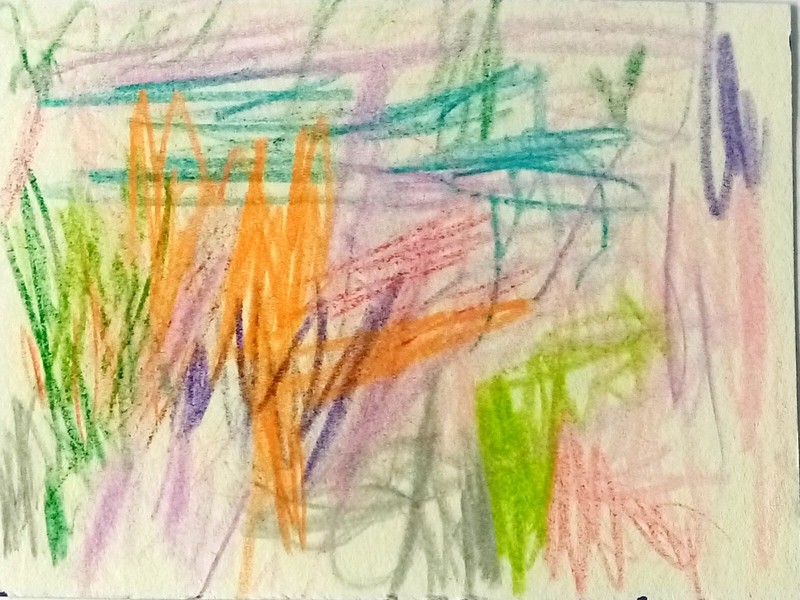 ACEO Original Abstract Painting Line Art Color Pencils by baby artist «Dihein»
