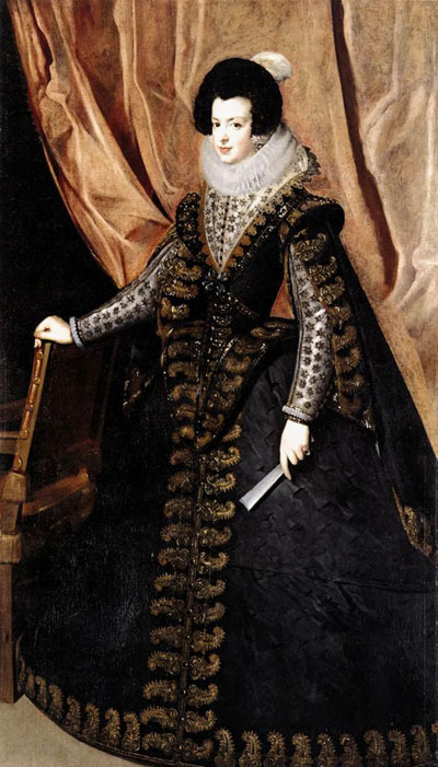 Oil Diego Velazquez – Noble lady portrait Queen Isabel, Standing in room canvas