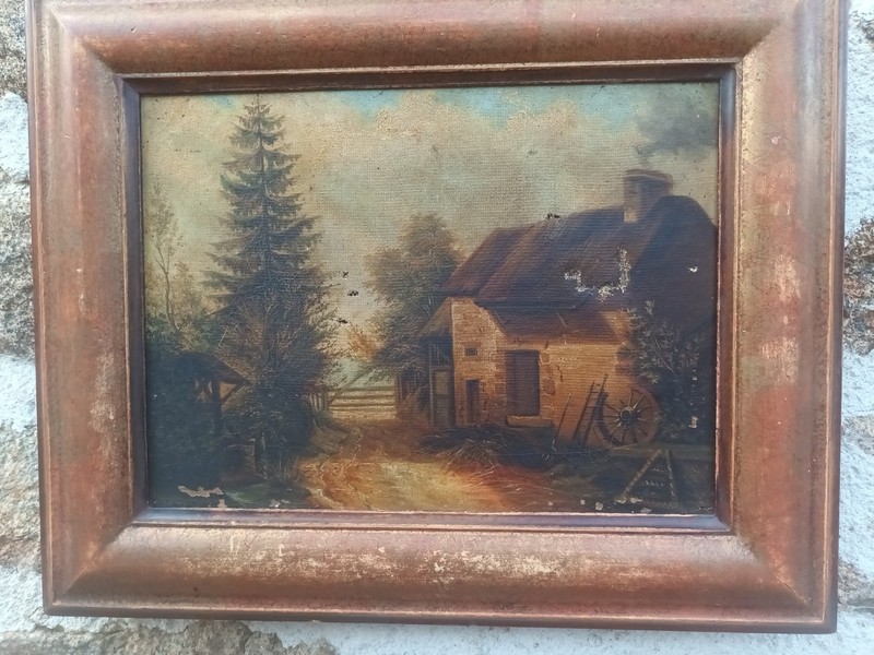 early 20th century framed oil on canvas for restoration 45 x 36 cm
