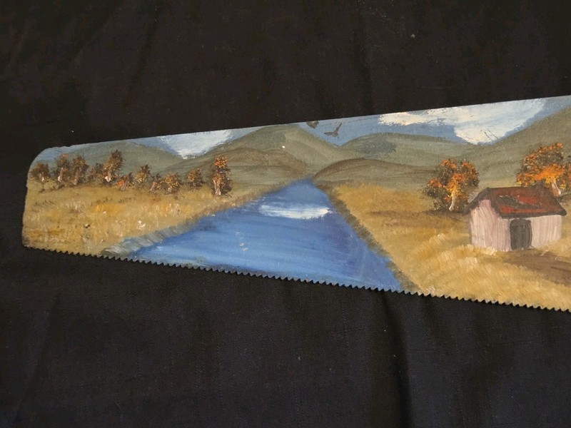 Hand Painted Art, Farm Scene on 26" Handsaw. By Laverne, Year unknown gallery