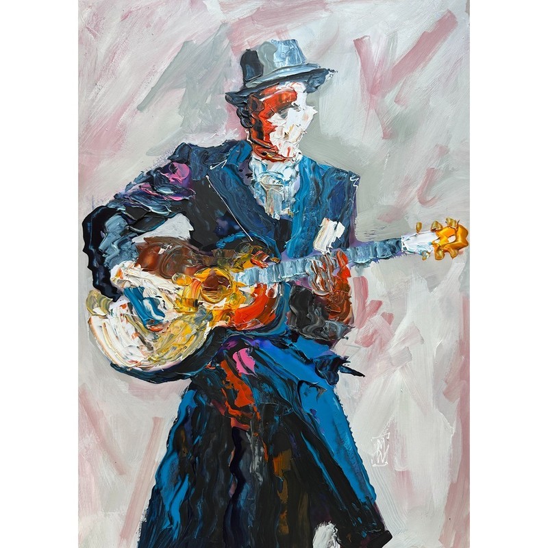 ORIGINAL Impasto Abstract Robert Johnson Blues Painting Mike Wehner Art 19″