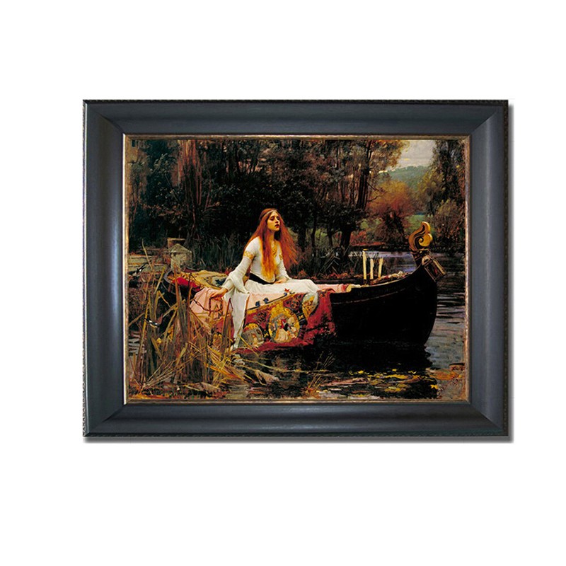 Black & Gold Framed Lady of Shalott by Waterhouse Canvas Artwork (15 in x 18 in)
