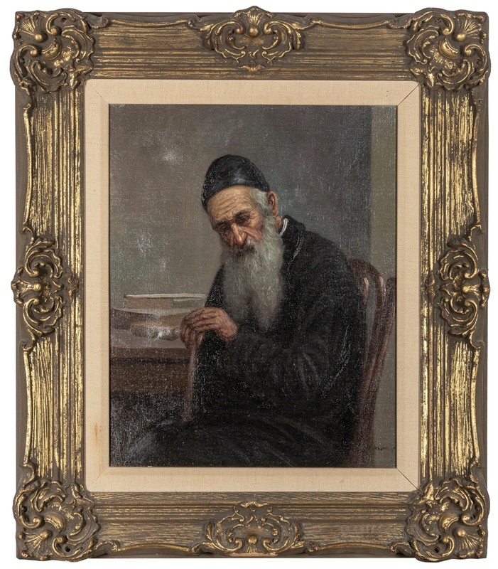 OIL PORTRAIT OF A RABBI. 20TH CENTURY – UNKNOWN ARTIST