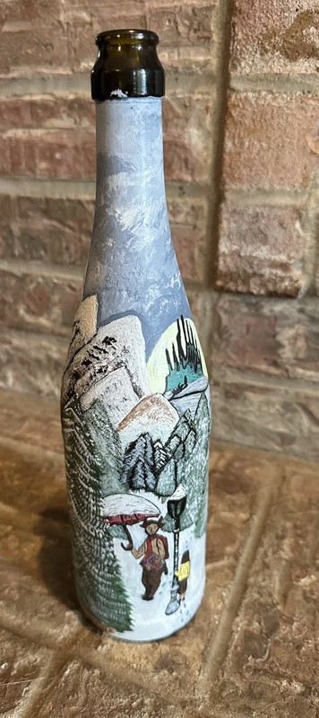 Hand Painted Wine Bottle of Narina: The Lion The Witch and The Wardrobe.