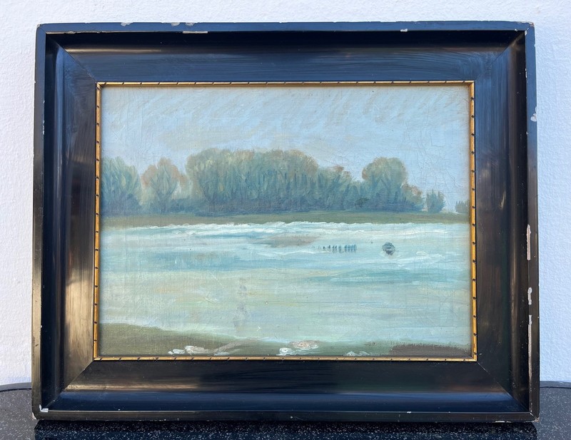 Unknown Impressionist Landscape Painting Oil On Canvas Denmark, Framed gallery