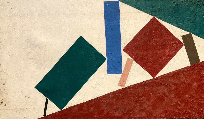 Vintage 1940’s Avant-garde Suprematist Oil Painting School Kliun Lissitzky gallery