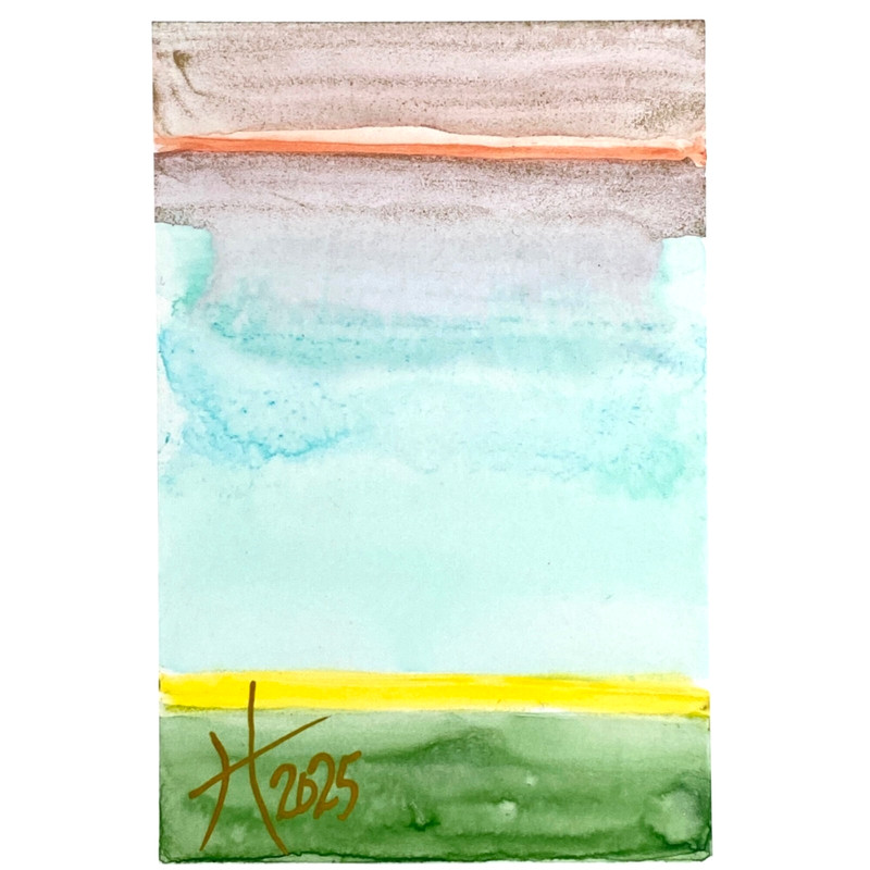 ACEO Original Art Watercolor and Watersoluble Wax Pastel ATC on Yupo Paper