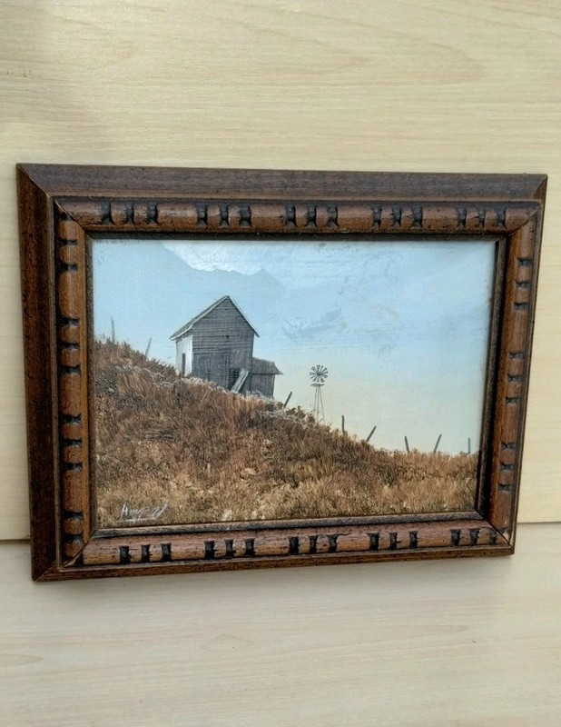 Vintage Gary Ampel Original Oil On Board Farmland Barn Painting