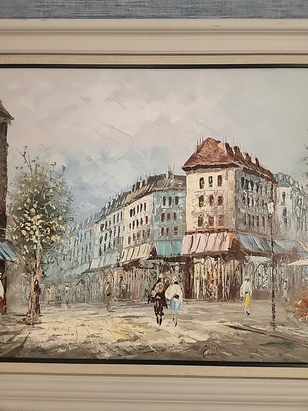 Caroline Burnett Large Paris on Canvas Original Oil Painting Framed Signed gallery