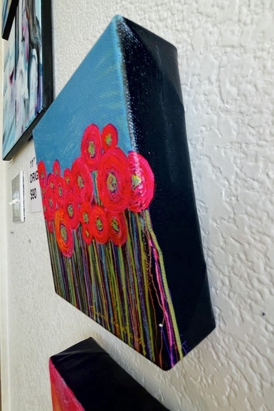 6x6 Original Acrylic Abstract Floral Painting Gallery Wrapped Canvas Modern Art gallery