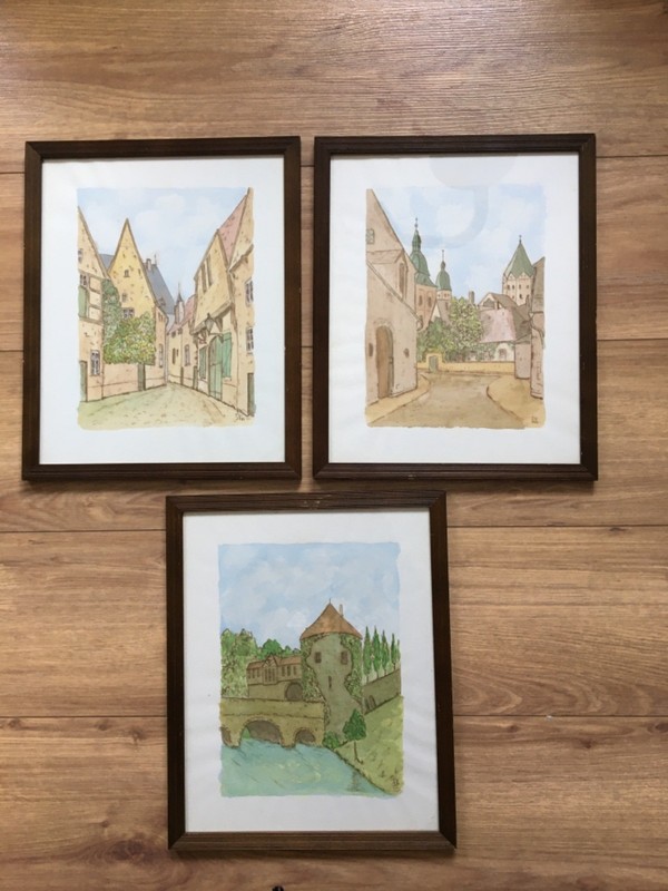 Osnabrück painting rarity watercolor picture, framed signed