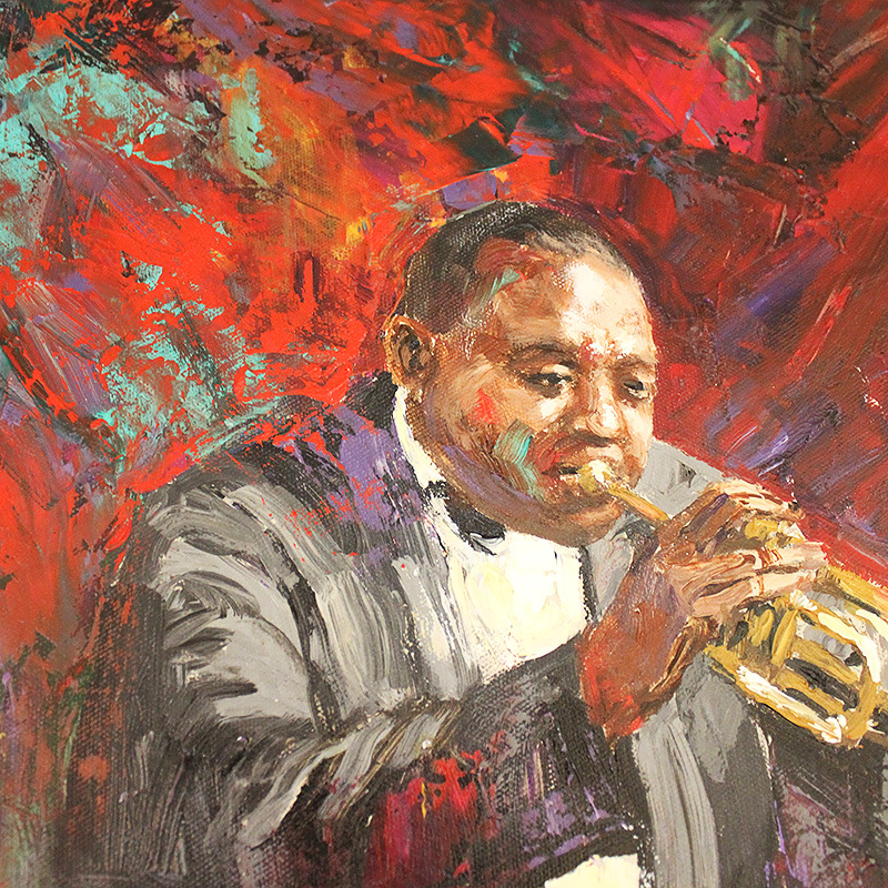 Nenad Mirkovich “In the Mood” Original Oil Painting Framed 44 1/2 x 68” Jazz gallery