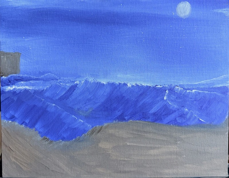 A. C. Yardley Ocean,Moon Landscape Painting, Small, Unframed