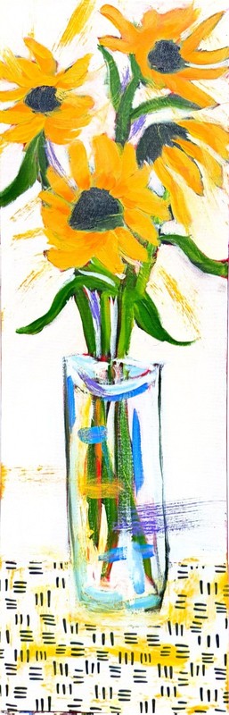 Gerard 12×36 in-Abstract Expressionist Original Painting Canvas Flowers