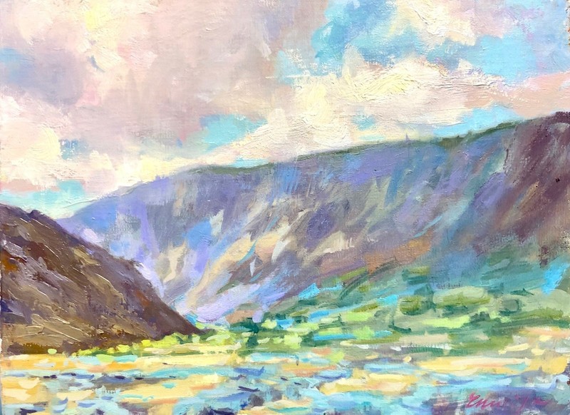 Montana Vistas Painting: Original Impressionist Oil Landscape (12×9)