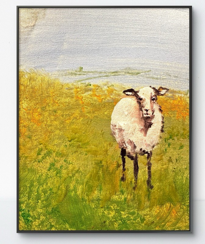 Original Abstract Expressionism 8×10 Sheep Handmade Signed Fine Art 119