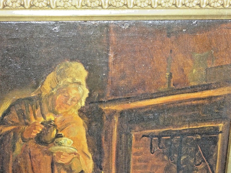 Fine Restored Original Düsseldorf School Oil Painting of a Aged Woman, c.1870 gallery