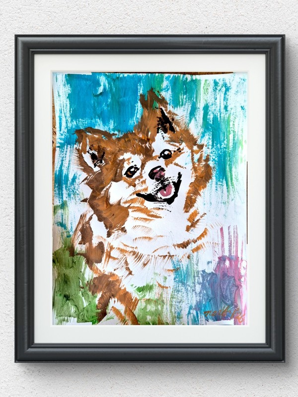 Original Expressionist Pet 11×14 Signed Acrylic Paper Art Multi Color Decor P093