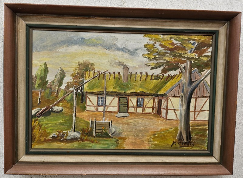 No.:954 oil painting artwork with frame picture painting oil painting forest village nature